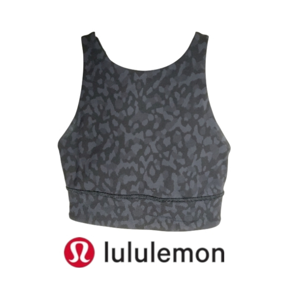 Lululemon Energy High Neck Long Line Bra Deep Coal Camo